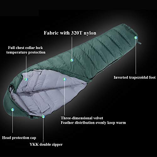 Ultralight Down Sleeping Bags for Adults - Waterproof & Temperature Locking Mummy-Style Camping Sleeping Bag for Winter Outdoor Adventures - Perfect for Backpacking, Hiking and Cold Weather Camping
