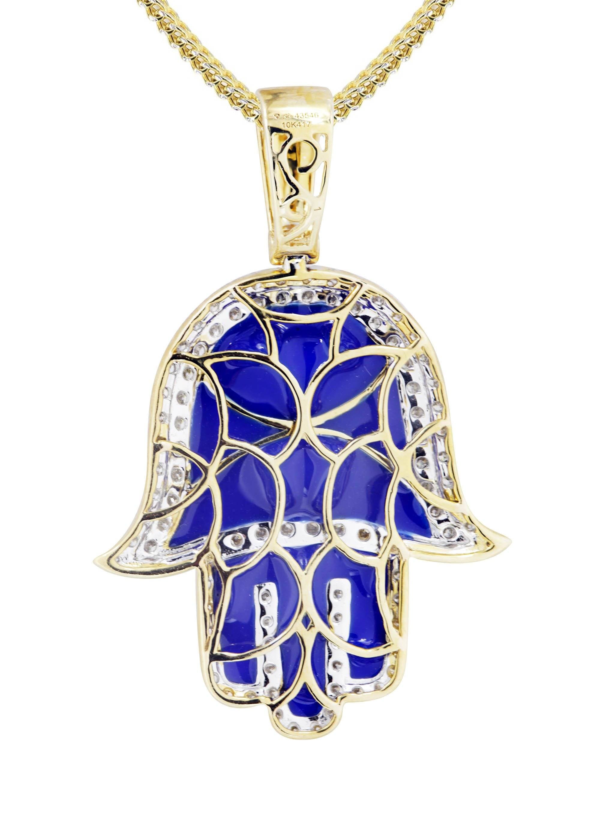 10K Yellow Gold Hamsa Diamond Necklace - 0.8 Carat Genuine Diamond Pendant for Women | Elegant Jewelry Gift for Birthday, Anniversary & Special Occasions