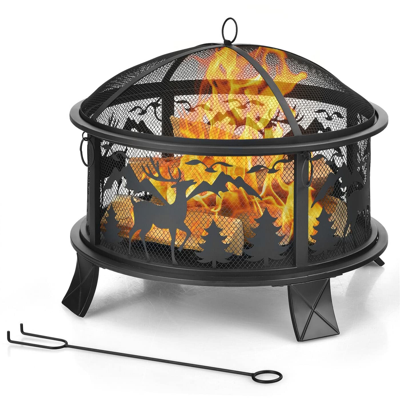 LIVIZA 26-Inch Portable Outdoor Fire Pit - Wood Burning Fire Bowl with Spark Screen & Poker - Perfect for Camping, Backyard, Patio & Bonfire Nights (26-Inch)