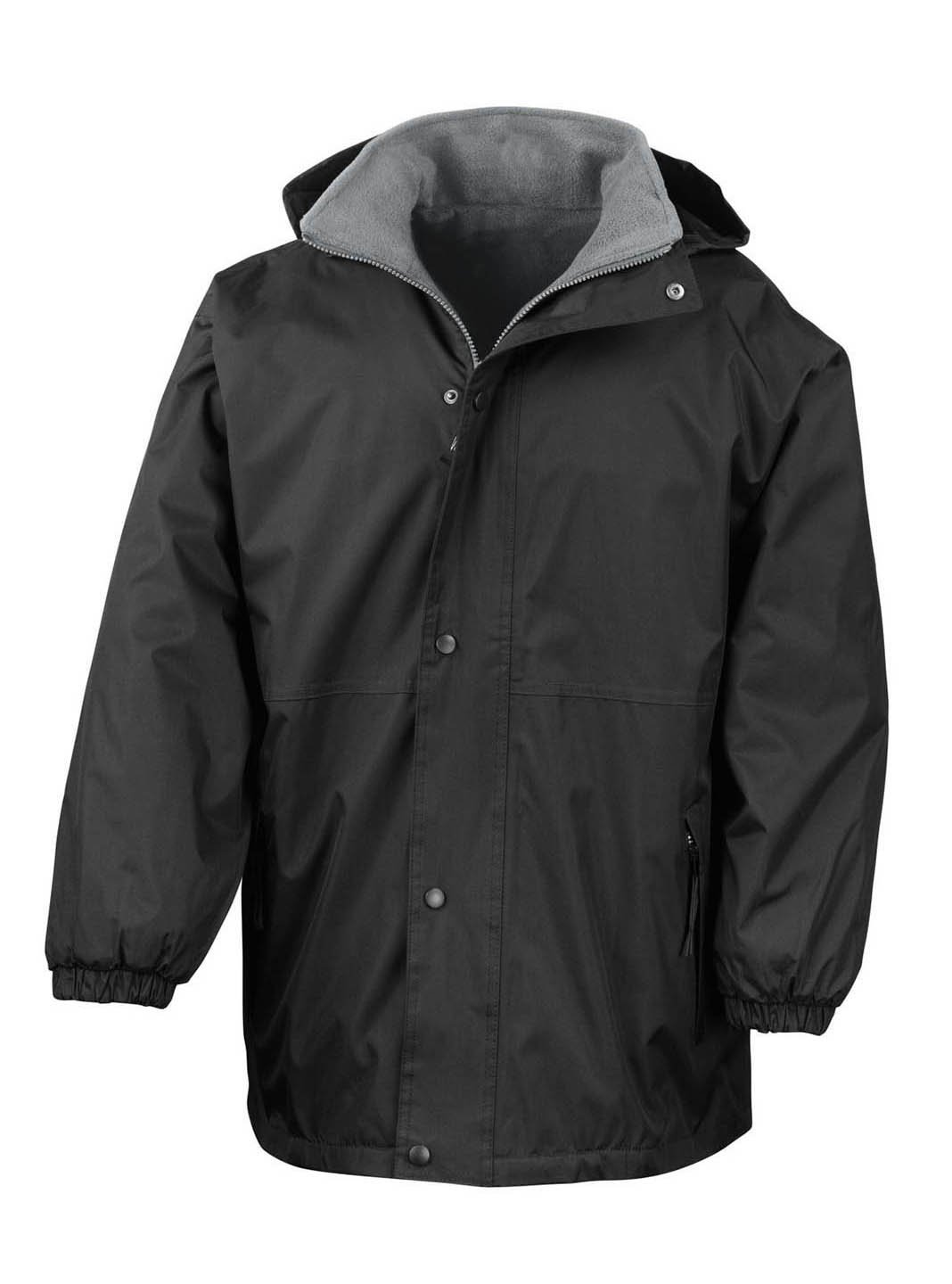 Waterproof Reversible Jacket for Men - Storm Stuff Black/Grey XL - All-Weather Outdoor Hiking & Travel Coat