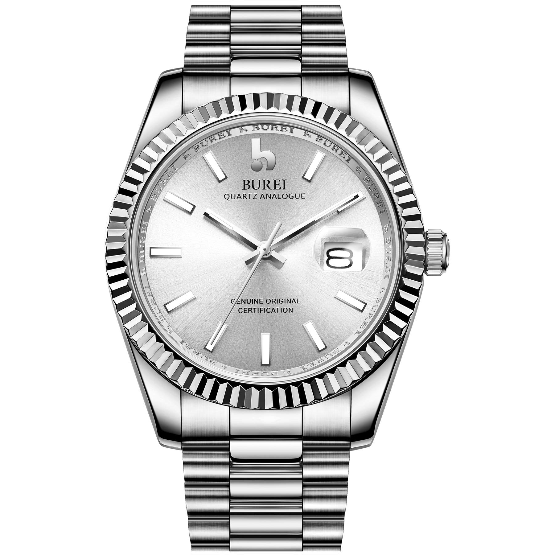 BUREI Luxury Men's Watch - Sapphire Crystal, Stainless Steel, Waterproof for Business & Formal Occasions