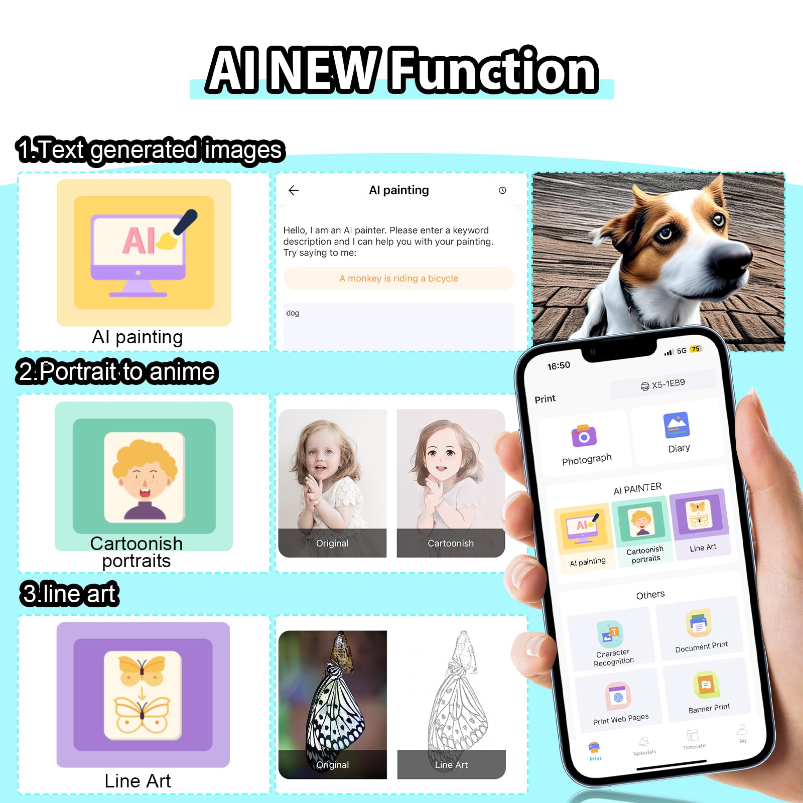 HuiJuKeJi Mini Sticker Printer - Bluetooth Smart Pocket Thermal Printer for iOS & Android | Inkless Printing with 11 Rolls Thermal Paper | Portable for Receipts, Photos, Journals, Notes & Memos | Perfect for Home, Office & Travel Use