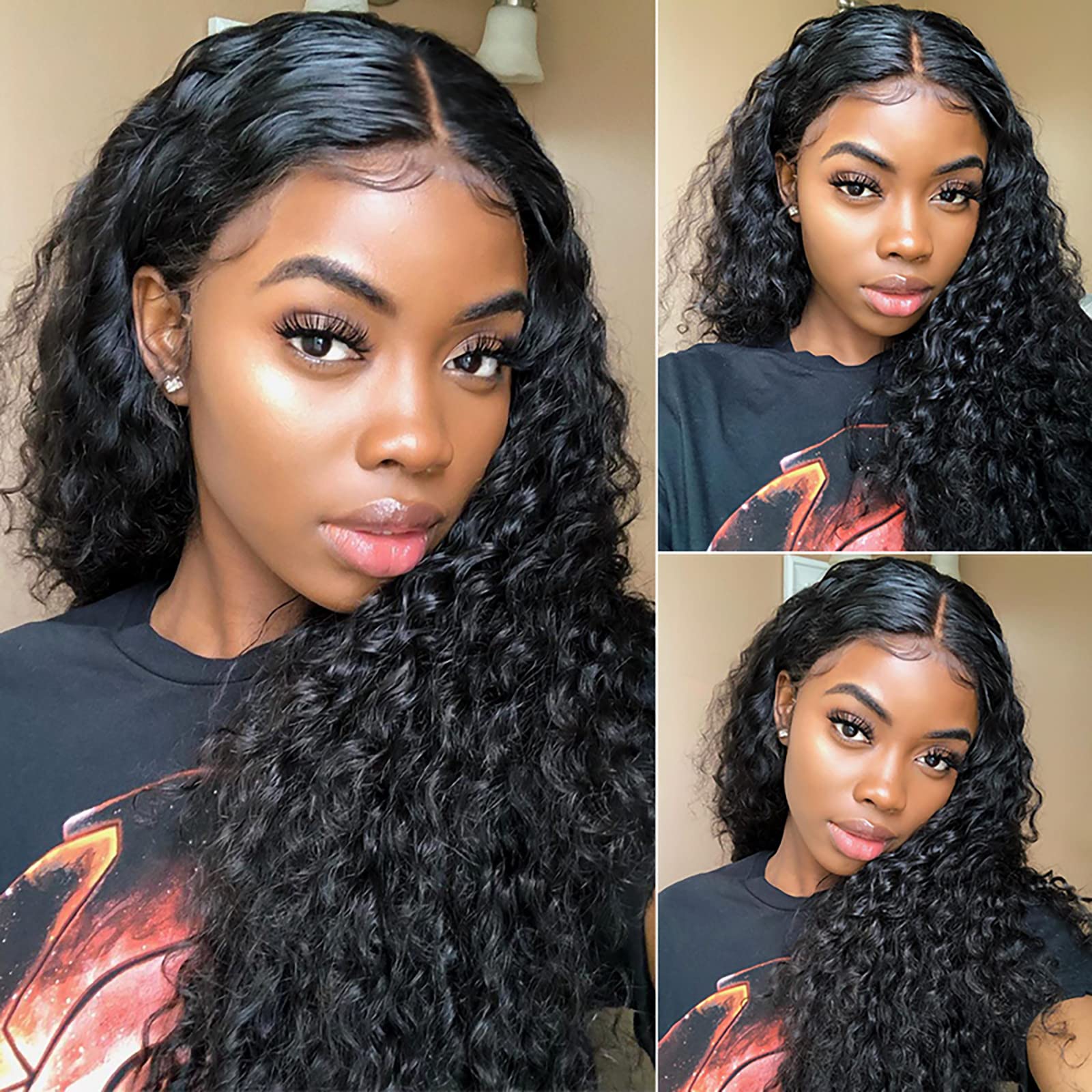 5x5 HD Lace Closure Wigs Human Hair Deep Wave - 10A Grade 180% Density Glueless Lace Front Wigs for Black Women - Pre Plucked Hairline with Baby Hair 18 Inch - Perfect for Daily Wear, Parties, and Special Occasions