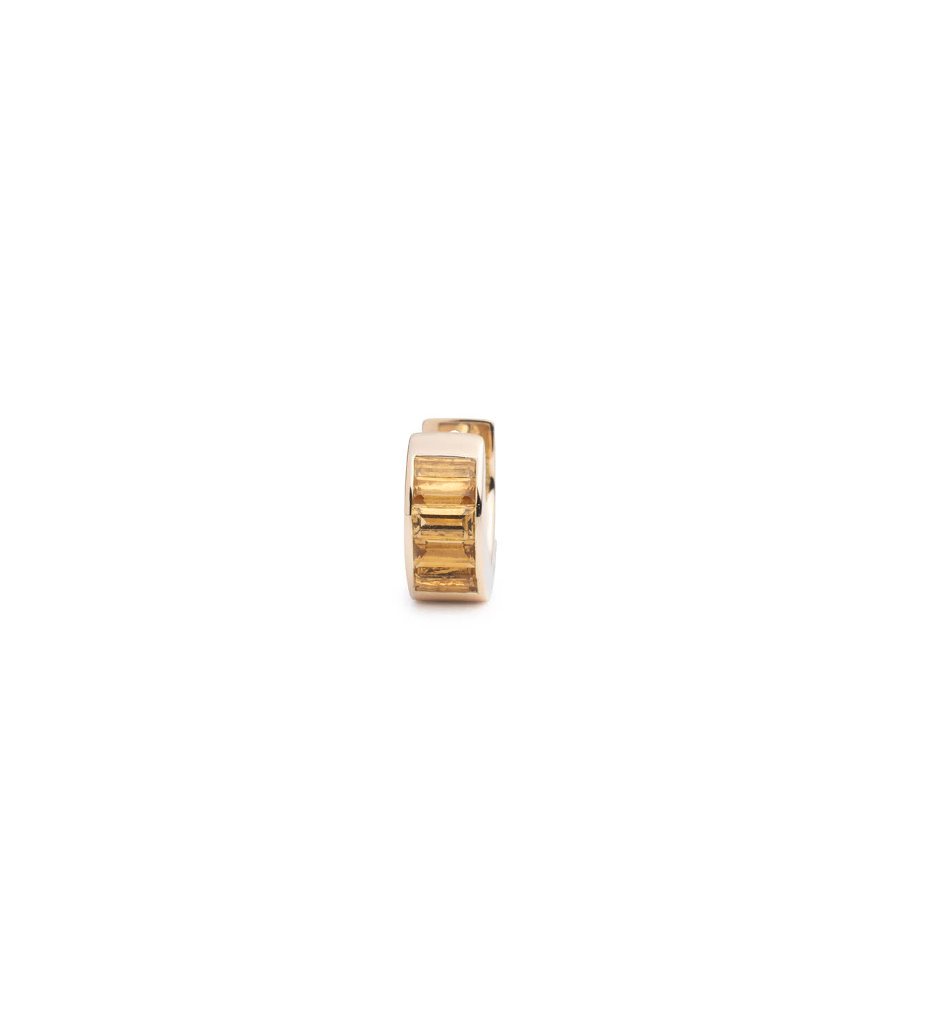 Baguette Champagne Citrine Huggie Earrings – True Love Dainty Hoop Earrings for Women | Perfect for Weddings, Date Nights & Special Occasions