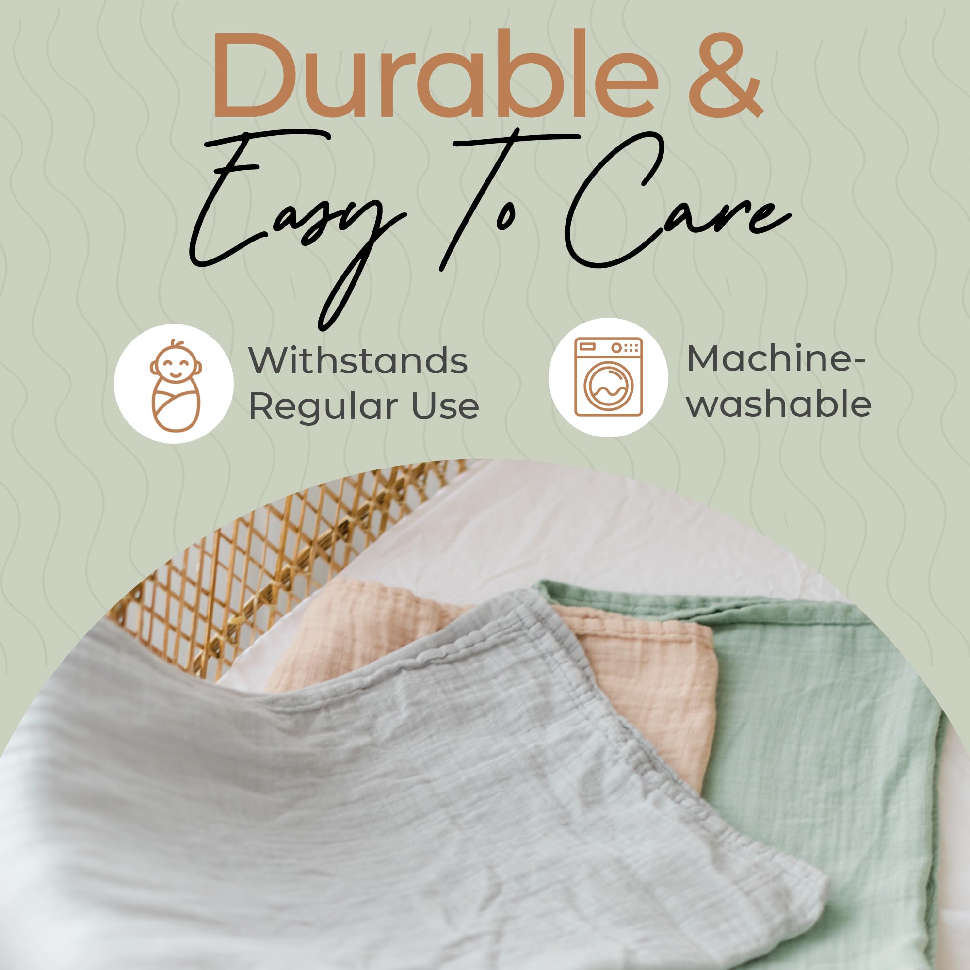 Fern & Avery Baby Swaddle Blankets - Soft Breathable Receiving Blankets for Newborns (3-Pack, Sage Green) - Perfect Baby Shower Gift for Boys & Girls - Ideal for Swaddling, Nursing & Tummy Time