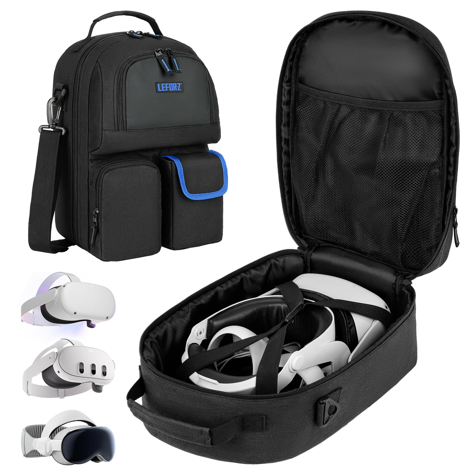 Meta Quest 3S/3, Oculus Quest 2/Pro & Vision Pro VR Headset Carrying Case - Travel Storage Bag for Elite Version VR Gaming Headset, Touch Controllers & Accessories | Perfect for Travel, Gaming Events & Home Storage