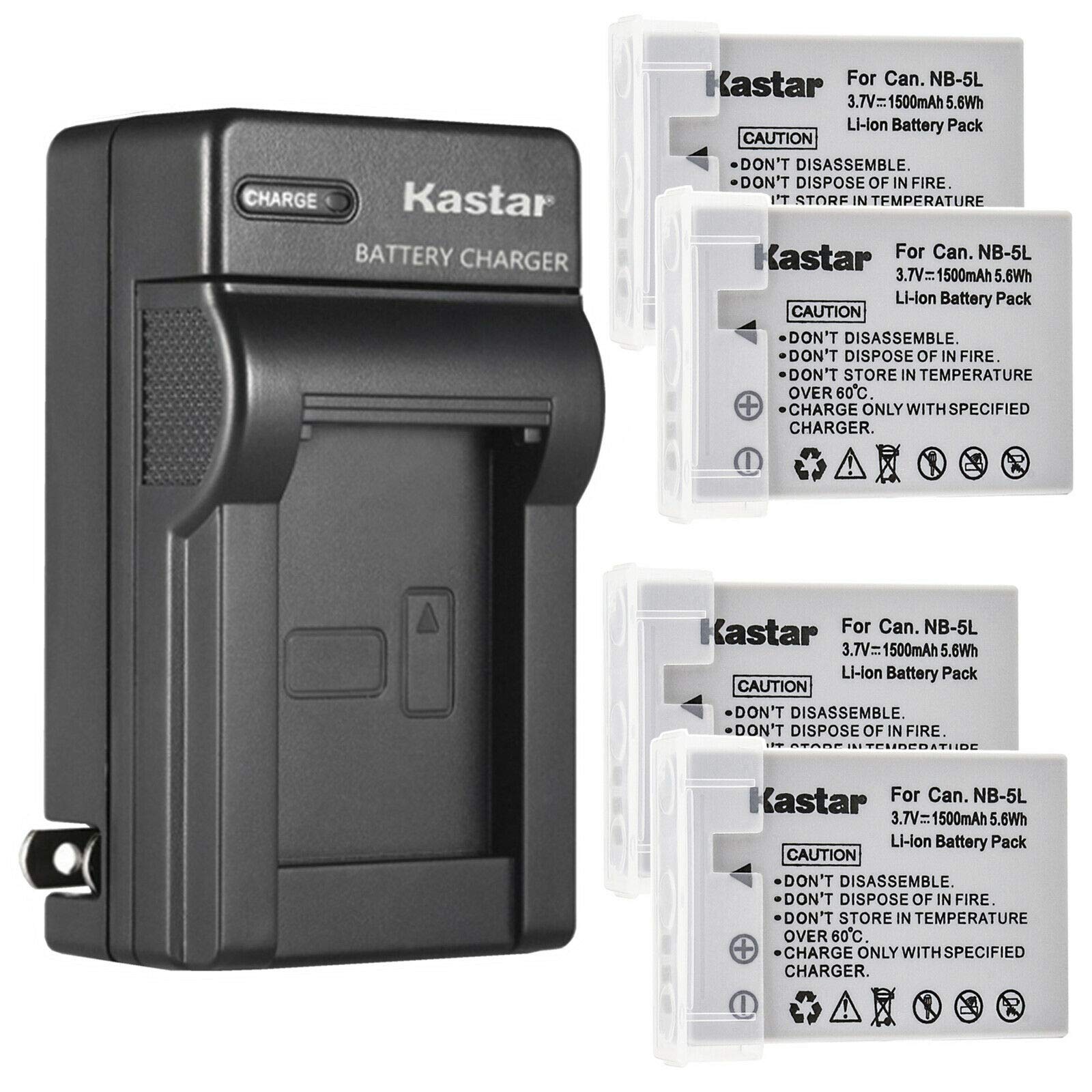 Kastar 4-Pack Replacement Battery & AC Wall Charger for Canon Digital IXUS 950IS, 960IS, 970IS, 980IS, 990IS, 800IS Cameras - Perfect for Travel, Photography & Backup Power