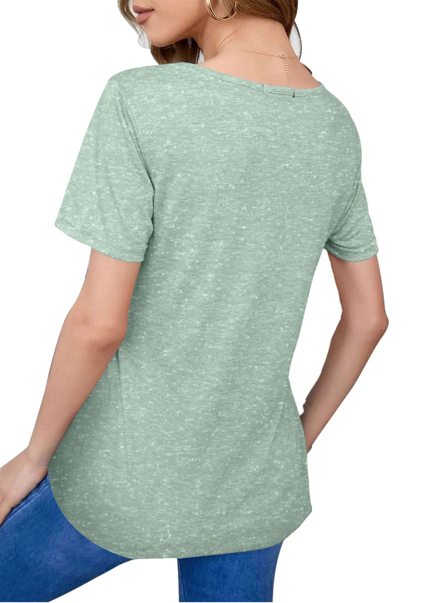 Women's Plus Size Short Sleeve V-Neck T-Shirts - Summer Loose Casual Blouses & Basic Tees | Trendy Fashion Top for Everyday Wear, Office & Outings