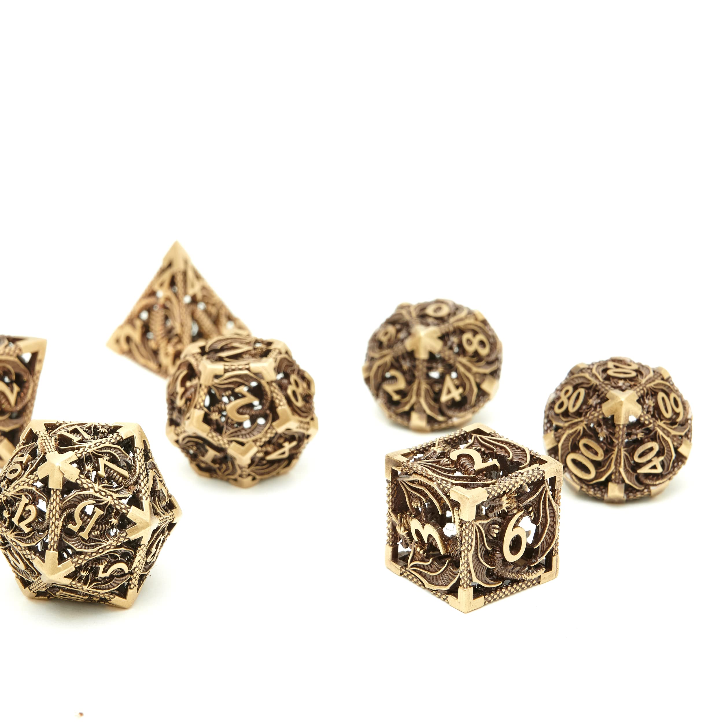 Premium 7-Piece Metal Hollow D&D Dice Set for Dungeons & Dragons, RPG, MTG & Pathfinder - Perfect for Tabletop, Board & Role-Playing Games - Ideal for Game Nights, Campaigns & Collectors