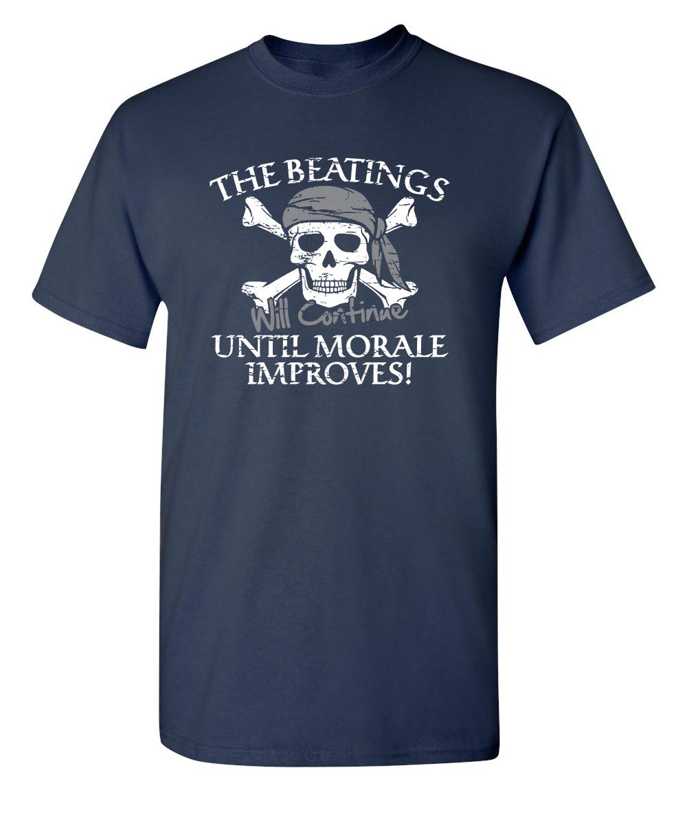 Funny Pirate Dad Gift T-Shirt - 'Beatings Will Continue' Humor - Perfect for Father's Day, Birthday & Casual Wear