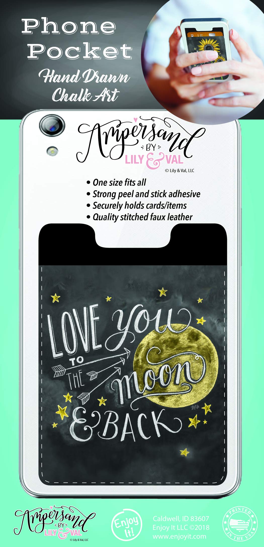 Peel & Stick Phone Wallet - Ampersand to The Moon Credit Card Holder for iPhone & Android | Slim & Secure Smartphone Pocket for Cards, Cash & ID | Perfect for Travel, Shopping & Everyday Use