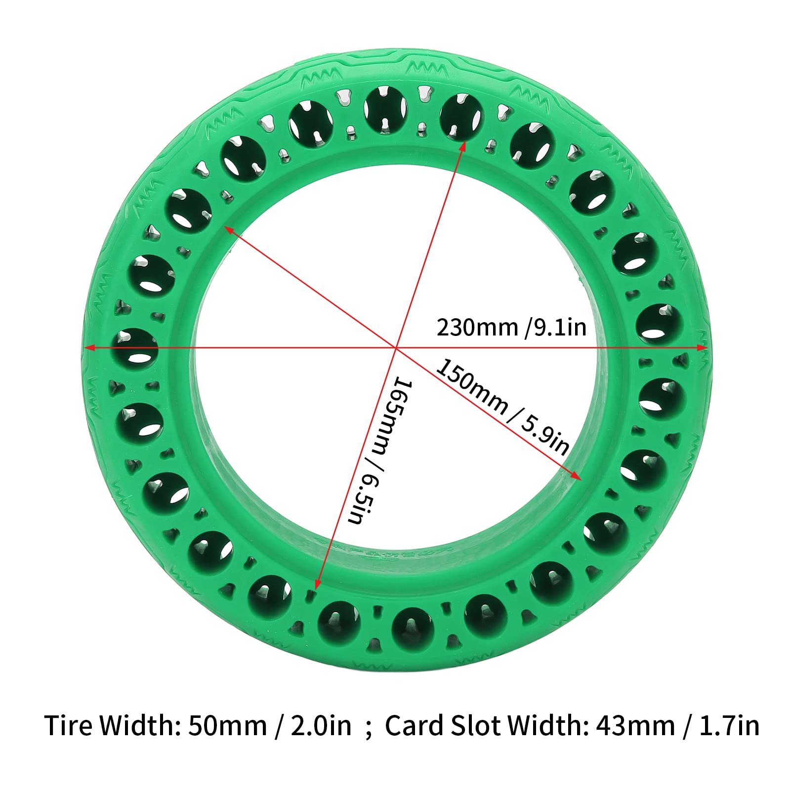 SUNGOOYUE 60/70-6.5 Honeycomb Solid Rubber Tire for Ninebot G30D/G30P Electric Scooter - Explosion-Proof, Durable & Multicolor Options (Green) - Perfect for Urban Commuting & Off-Road Adventures