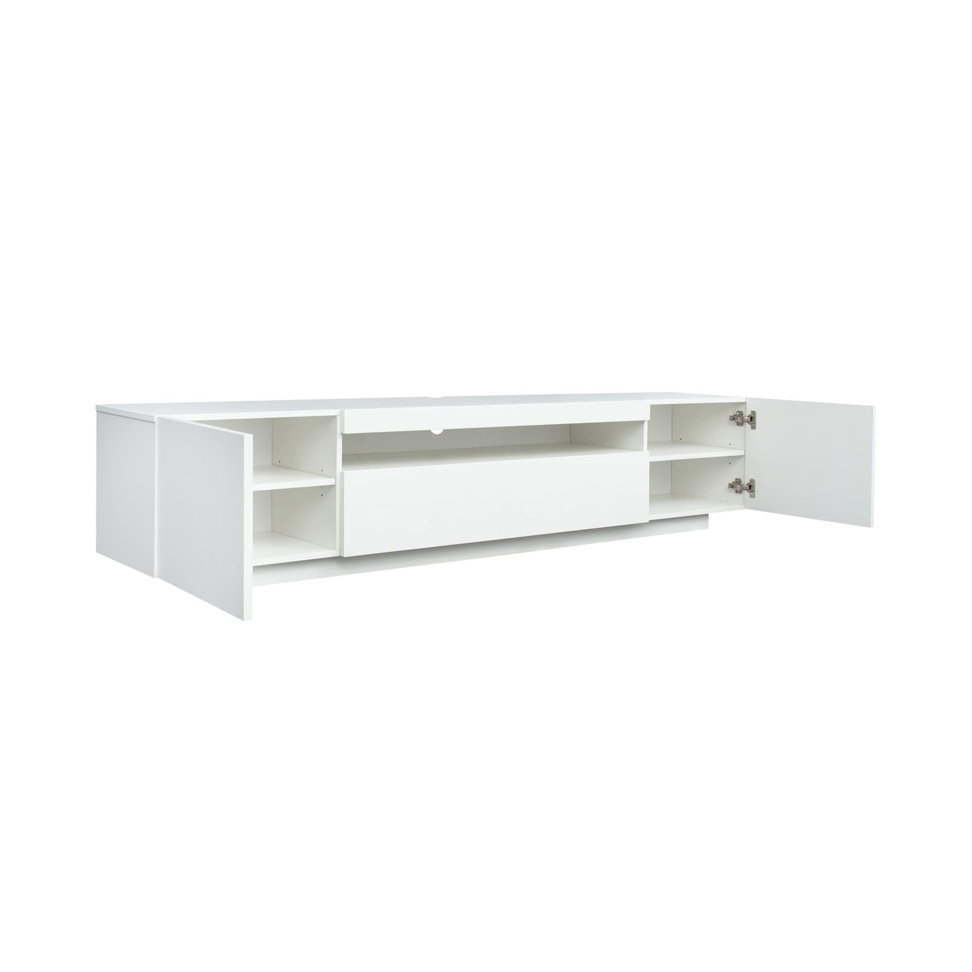Ucloveria 79 Inch White Modern LED TV Stand with Lights & Storage Drawers - Entertainment Center Media Console for 45-80 Inch TVs (78.74