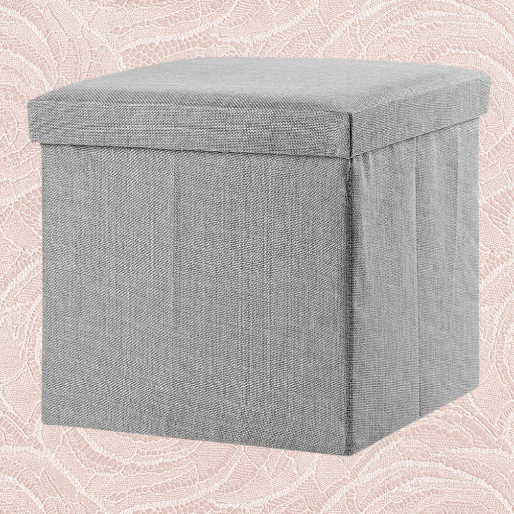 Foldable Fabric Foot Rest Stool with Storage - Portable Footstool for Home, Office & Travel - Organizer Cube for Sundries & Small Items - Perfect for Relaxing, Reading & Working