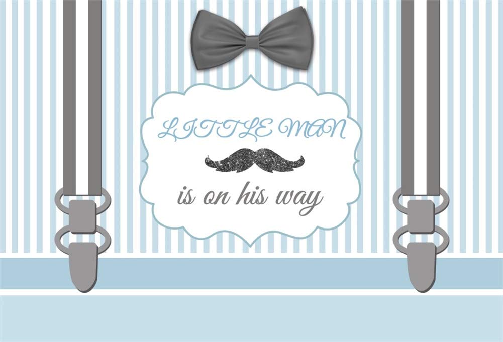 Yeele 6x4ft Little Gentleman Baby Shower Backdrop - Bow Tie & Mustache Theme Photography Background for Newborn Photo Booth, Kids Party Decoration, Vinyl Studio Props | Perfect for Birthday Celebrations, Gender Reveals & 1st Birthday Photos