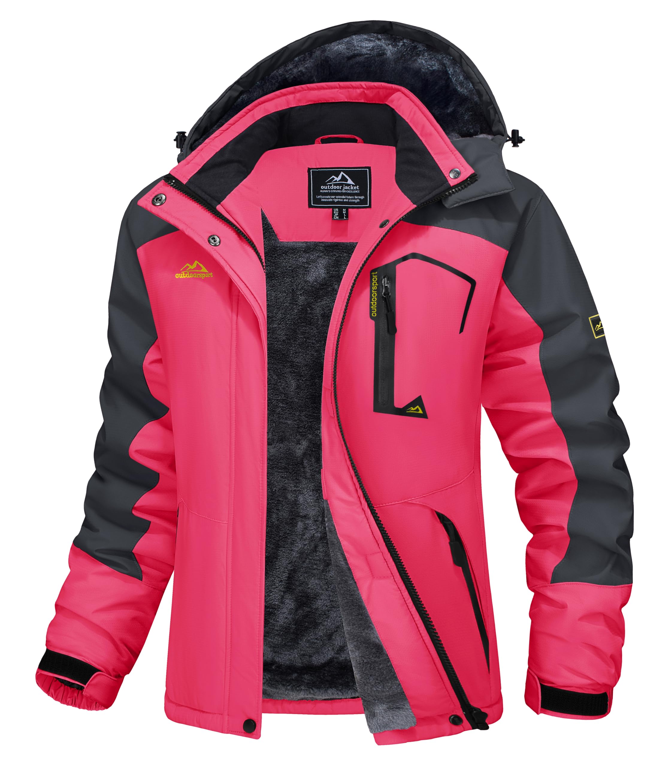MAGCOMSEN Women's Waterproof Ski Jacket - Insulated Winter Snow Coat with Hood, Windproof & Fleece Lined for Warmth - Perfect for Skiing, Snowboarding & Cold Weather Outdoor Activities