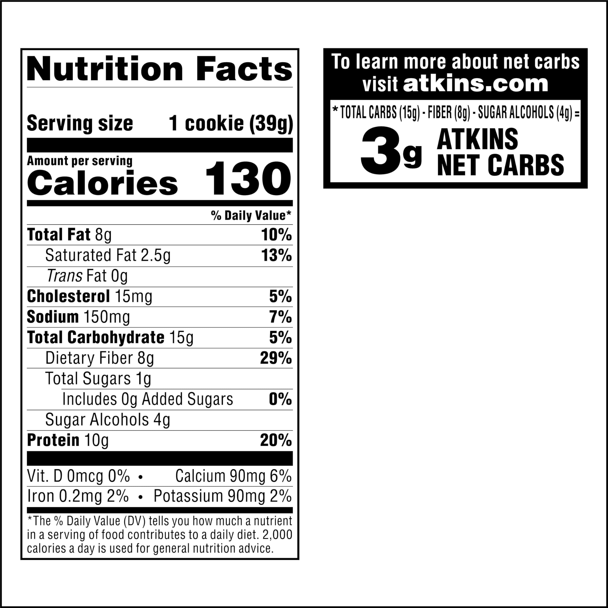 Atkins Peanut Butter Protein Cookies - Low Carb Keto Friendly Snack, High Protein Dessert with 3g Net Carbs & 1g Sugar, Gluten Free Fiber Rich Treat (4 Pack) - Perfect for On-the-Go Energy, Post-Workout Recovery & Healthy Weight Management
