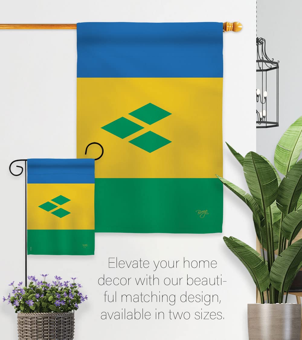 Saint Vincent Flag 28x40in - Decorative House Flag Set with Pole for Outdoor & Indoor Decor