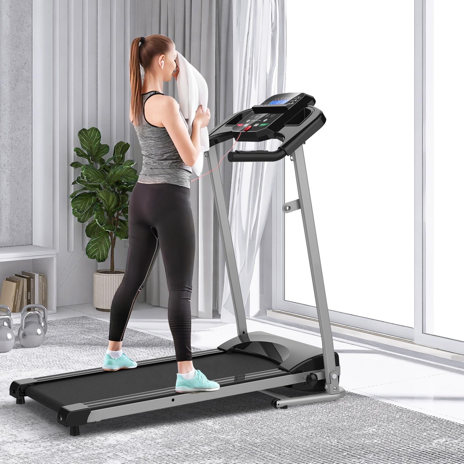 Folding Treadmill for Home & Office Gym - Motorized Running Machine with 12 Preset Programs, Easy Assembly & Cup Holder | Perfect for Small Spaces, Apartment Workouts & Cardio Training
