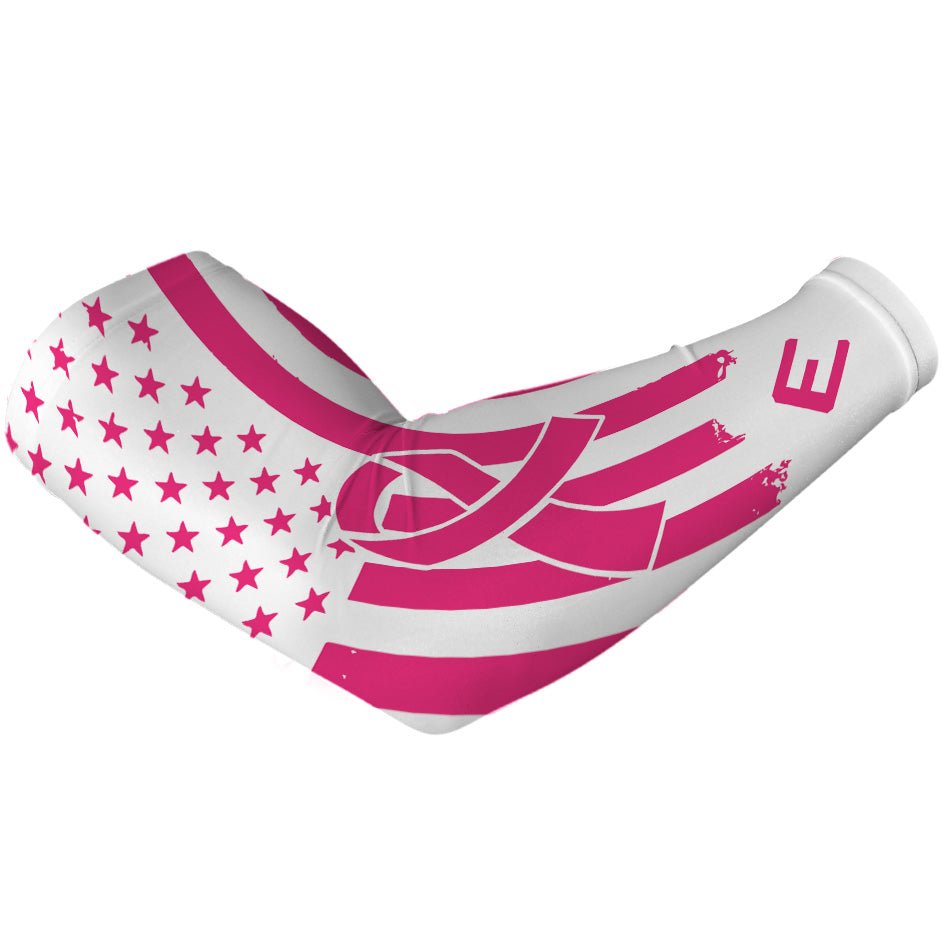 USA Flag Arm Sleeves - Pink Compression Sleeves for Running, Cycling & Sports - Patriotic American Flag Design for Sun Protection & Performance