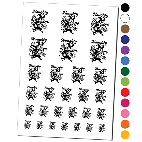 Naughty Impish Krampus Christmas Monster Temporary Tattoos - Waterproof Fake Body Art Set (Black) | Perfect for Halloween Costumes, Christmas Parties & Cosplay Events