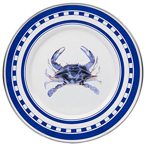 Blue Crab Enamelware Sandwich & Salad Plates - Set of 4 (8.5 Inch) - Durable Dinnerware for Picnics, Camping & Outdoor Dining