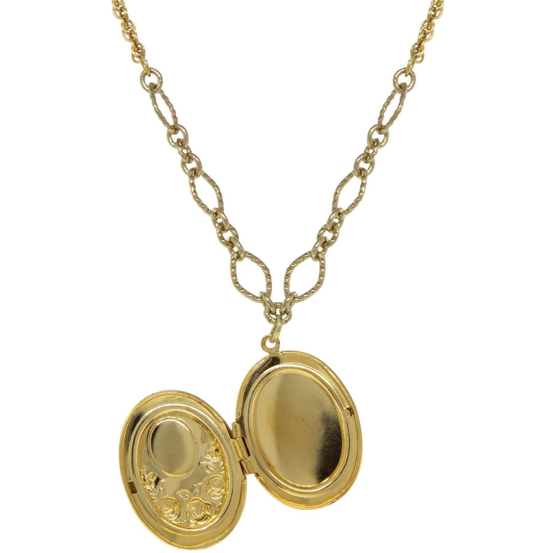 1928 Vintage Carnelian Cameo Floral Oval Locket Necklace - 16