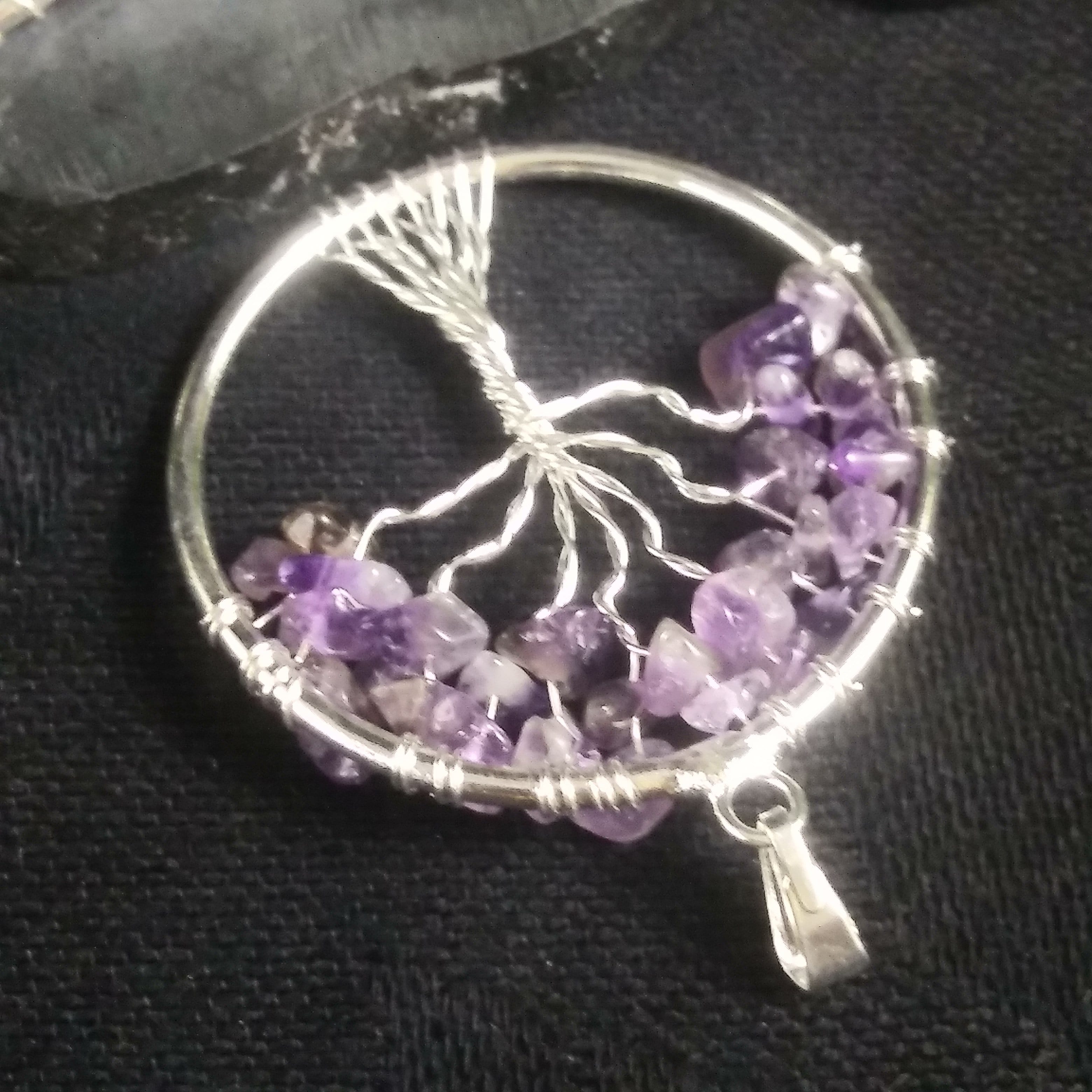Natural Amethyst Tree of Life Pendant Necklace - Healing Crystal Jewelry for Women - Perfect for Meditation, Spiritual Gifts & Everyday Wear