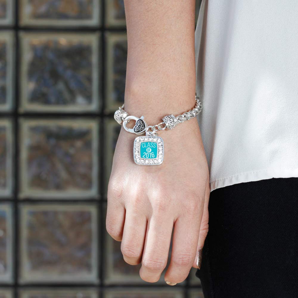 Inspired Silver - Sterling Silver Square Charm Bracelet with Cubic Zirconia Stones | Elegant Jewelry for Women | Perfect for Parties, Weddings & Everyday Wear
