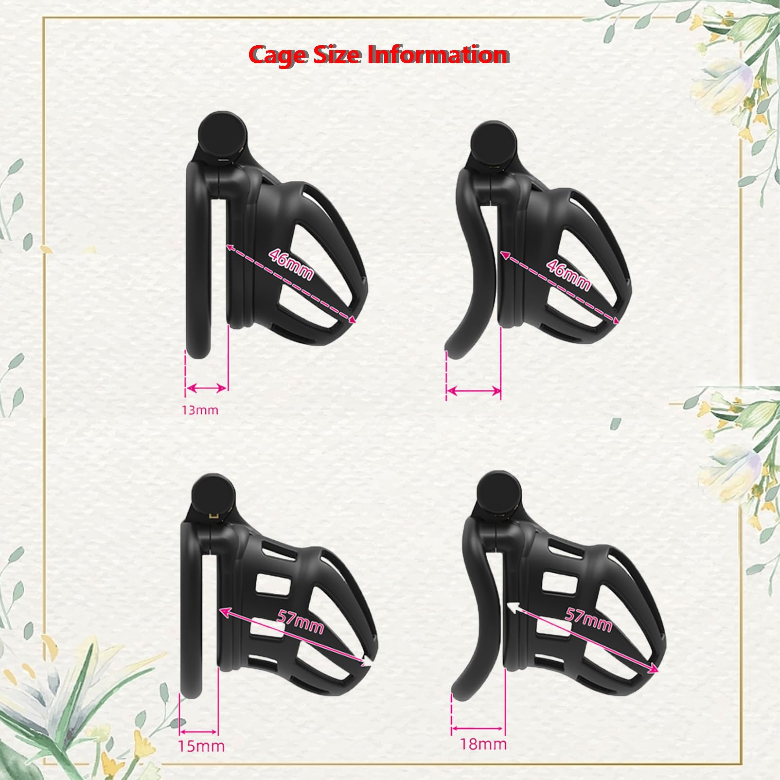 3D Resin Chastity Cage for Men - 4 Piece Penis Ring Set, Small & Breathable Sissy Chastity Device with Hidden Lock & Keys - Adult SM Cock Bondage Slave Sex Toys (Short-Flat, Black) for BDSM Play, Couples Roleplay, and Male Submissive Training