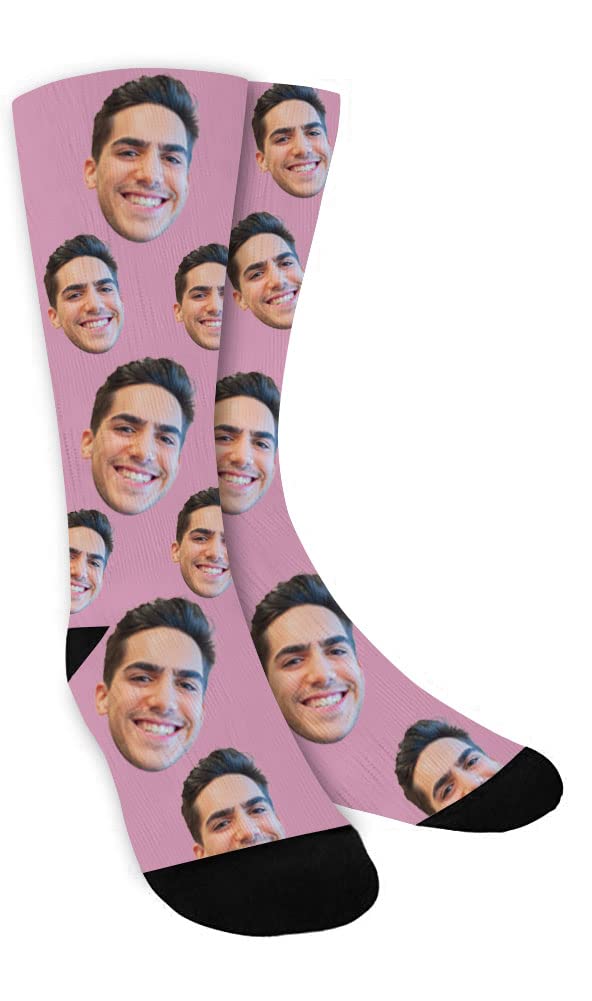 Custom Printed Photo Socks for Men & Women - Personalized Novelty Face Socks (Pink, XS) - Perfect for Gifts, Couples, Family & Special Occasions