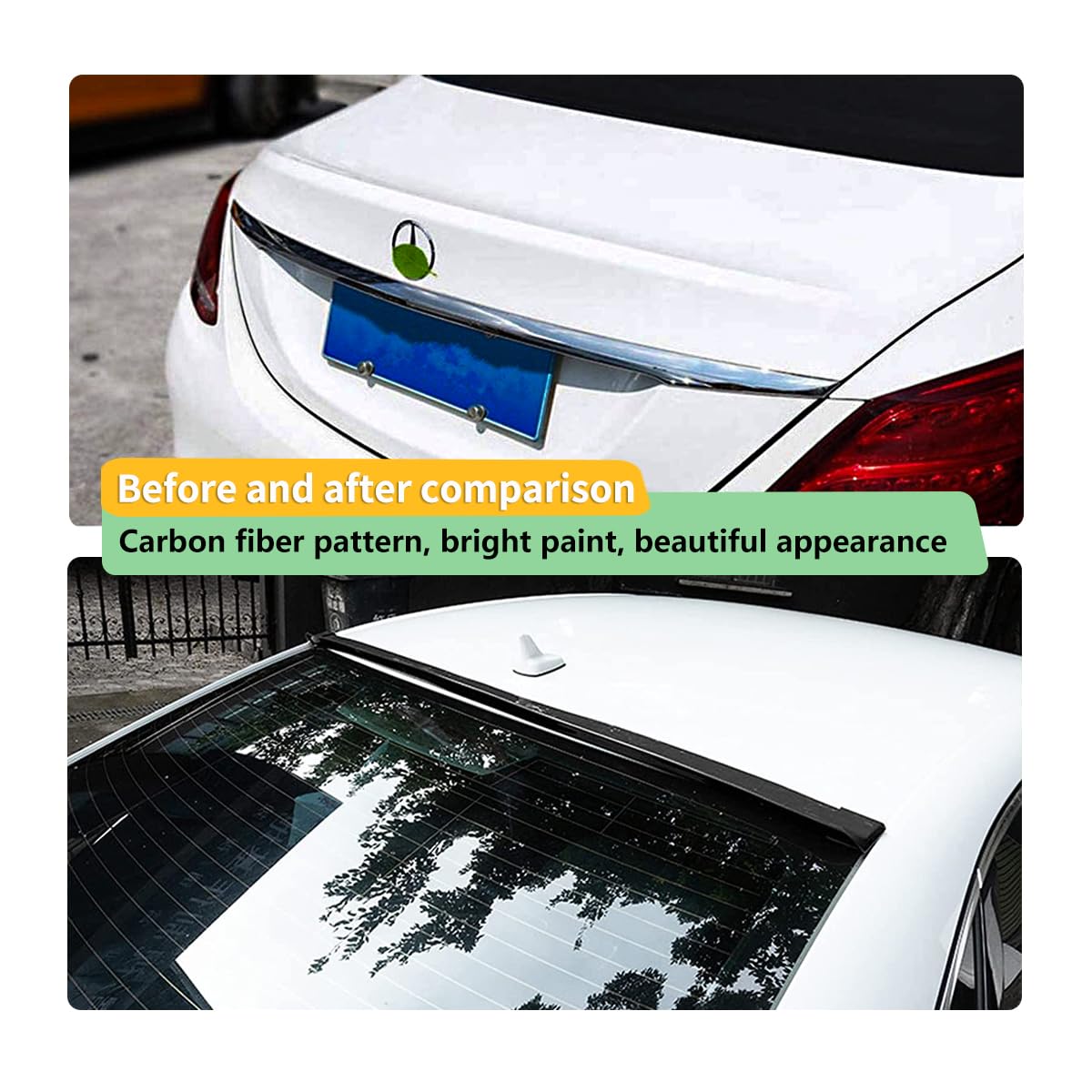 Ziciner 4.9 Ft Universal Car Trunk Spoiler Lip Kit - Carbon Fiber Pattern Rubber Rear Wing Sticker - Anti-Scratch Abrasion Resistant Auto Exterior Accessory (Bright Black #1.77 in) - Perfect for Sedans, SUVs & Sports Cars to Enhance Style & Protection