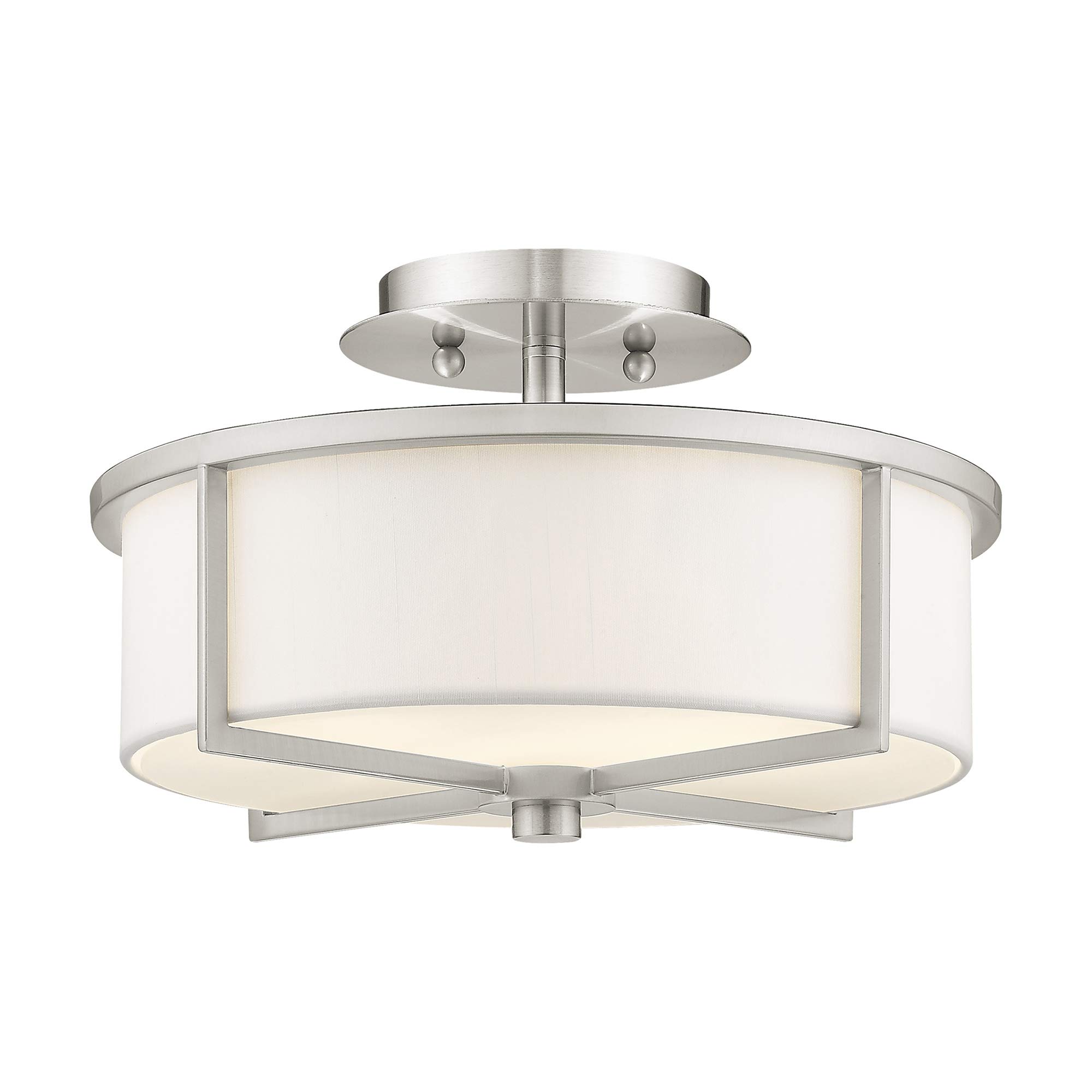 Livex Lighting 51073-91 Brushed Nickel Ceiling Mount Fixture - Modern Flush Mount Light for Bedroom, Hallway & Kitchen Lighting