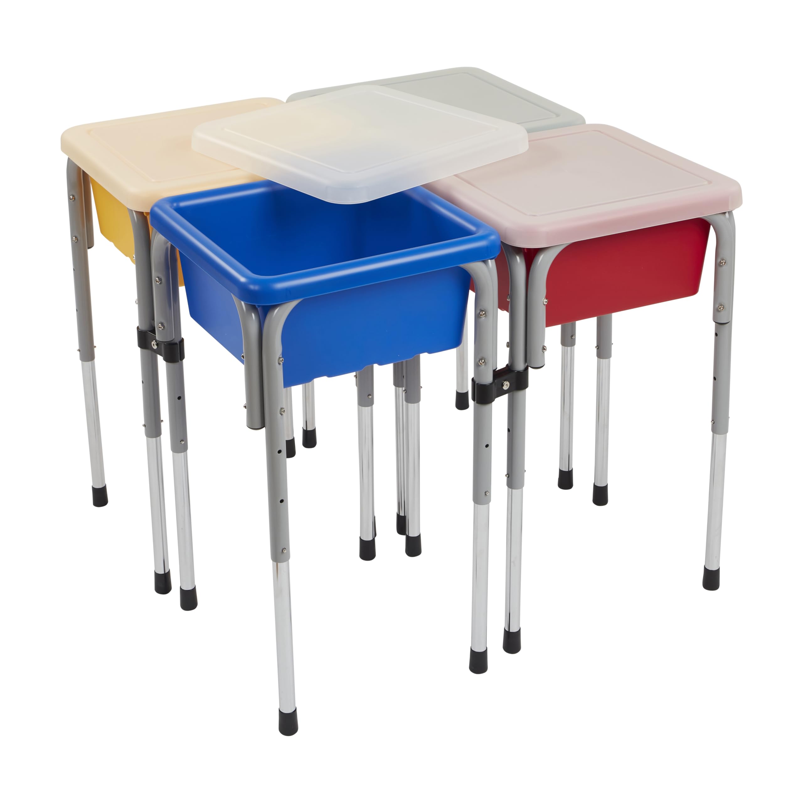ECR4Kids Adjustable 4-Station Sand and Water Play Table with Sensory Bins - Primary Colors for Kids Indoor/Outdoor Sensory Play, Preschool Learning & Toddler Activities