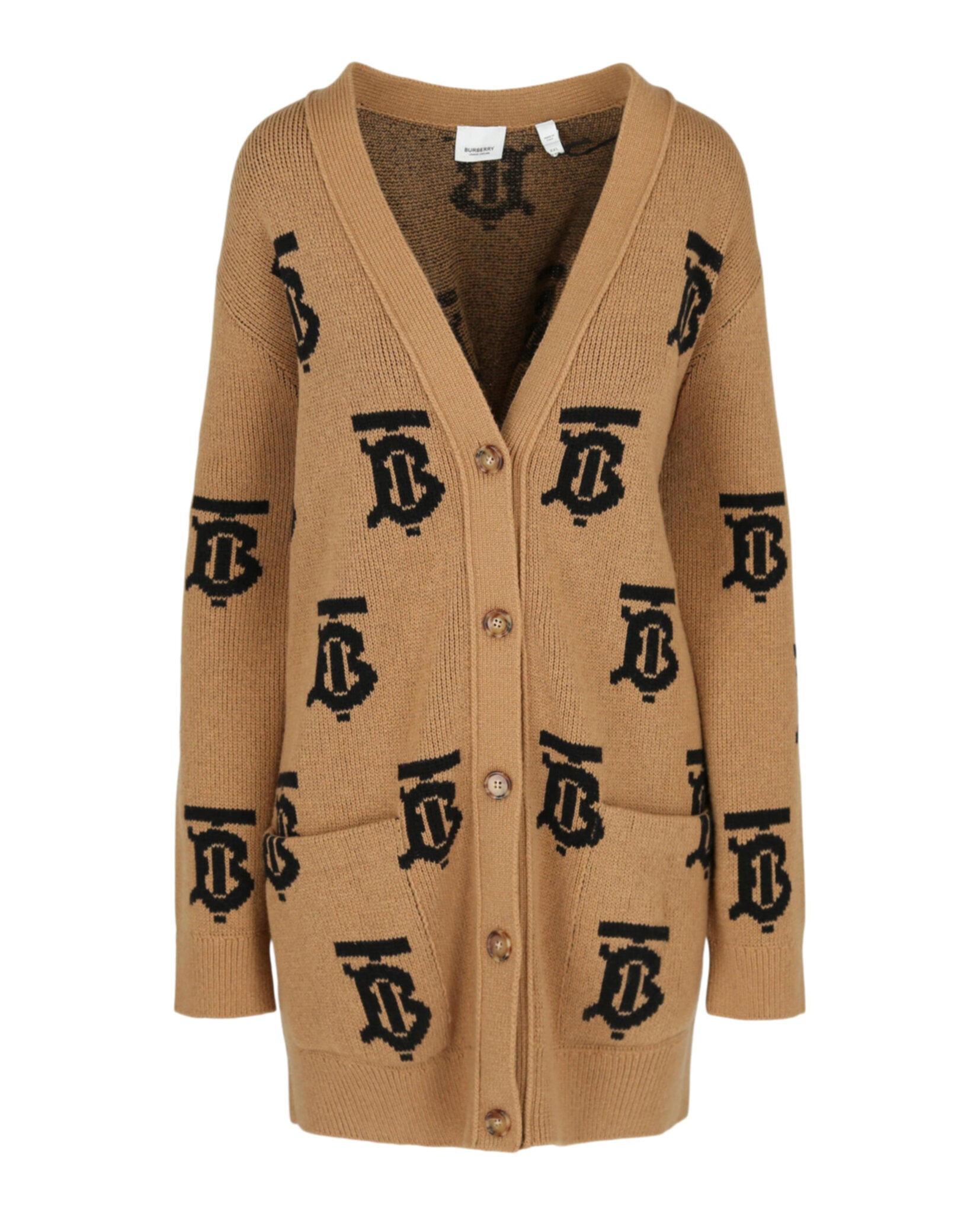 TB Monogram Intarsia Knit Cardigan for Women - Soft Chunky Knit Open Front Sweater | Perfect for Fall Layering, Office Wear & Casual Outfits