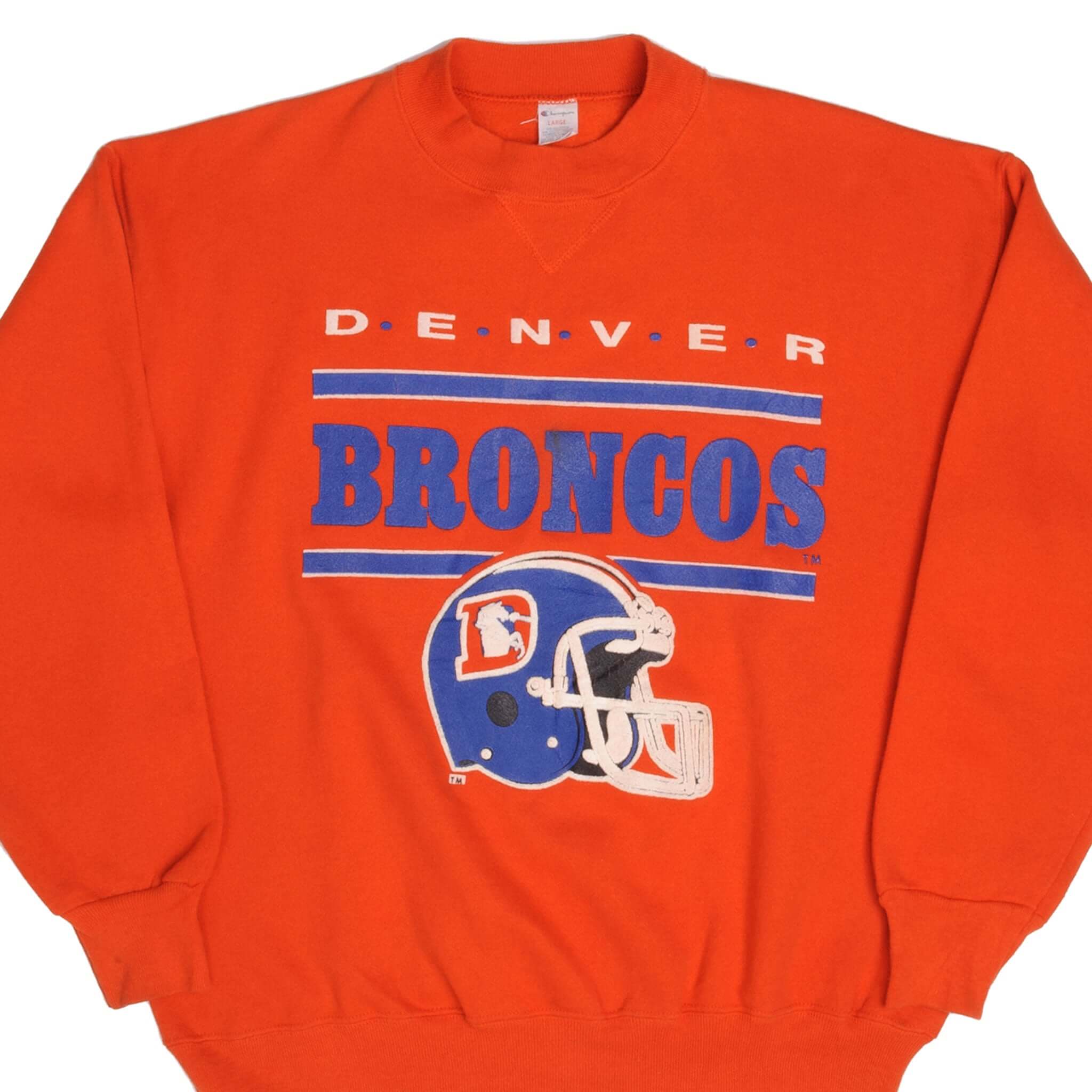 Vintage Champion NFL Denver Broncos Sweatshirt 1980s Large Size Made in USA – Perfect for Game Day, Retro Fashion & Collectors