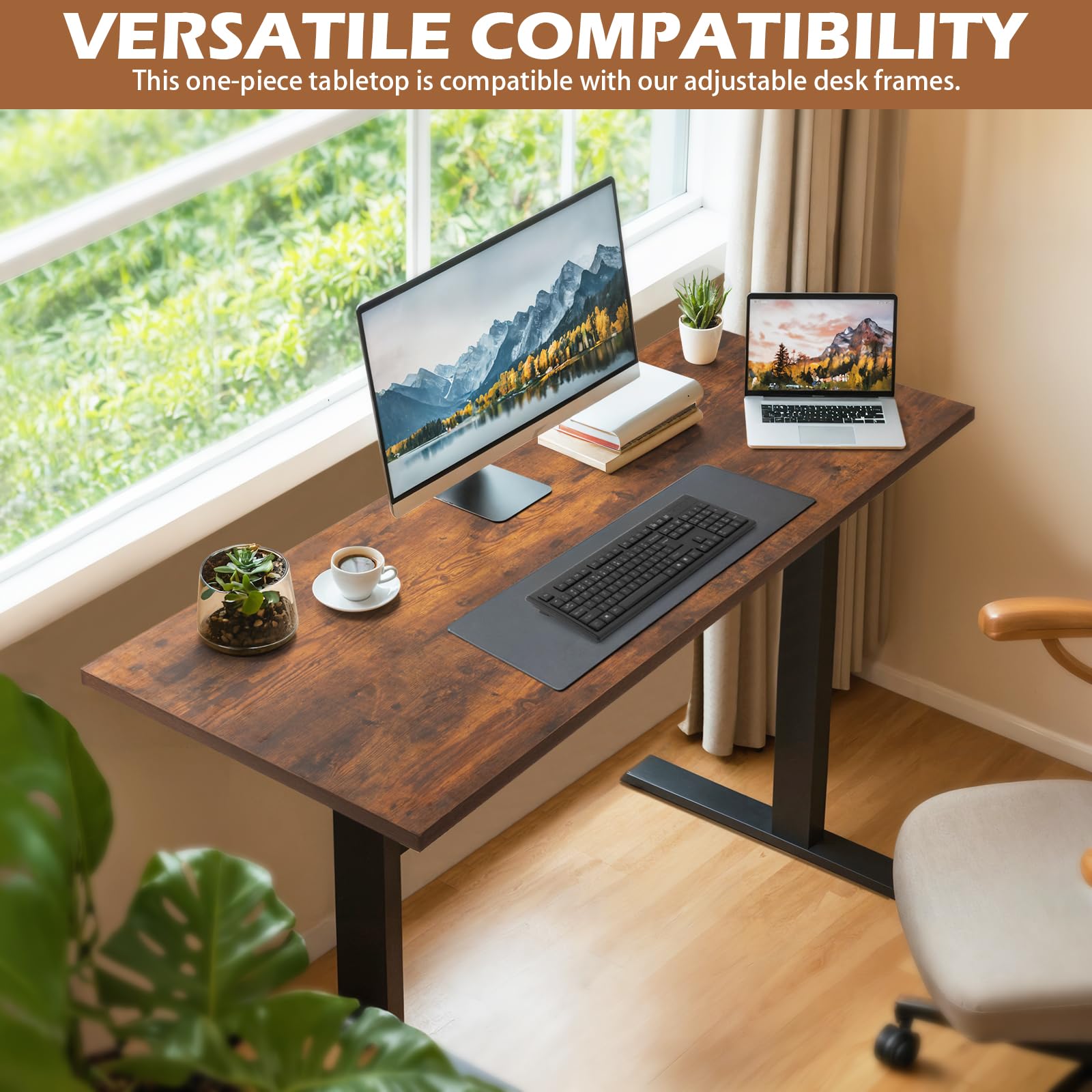 TOPSKY Solid Oak Adjustable Standing Desk Table Top - 54