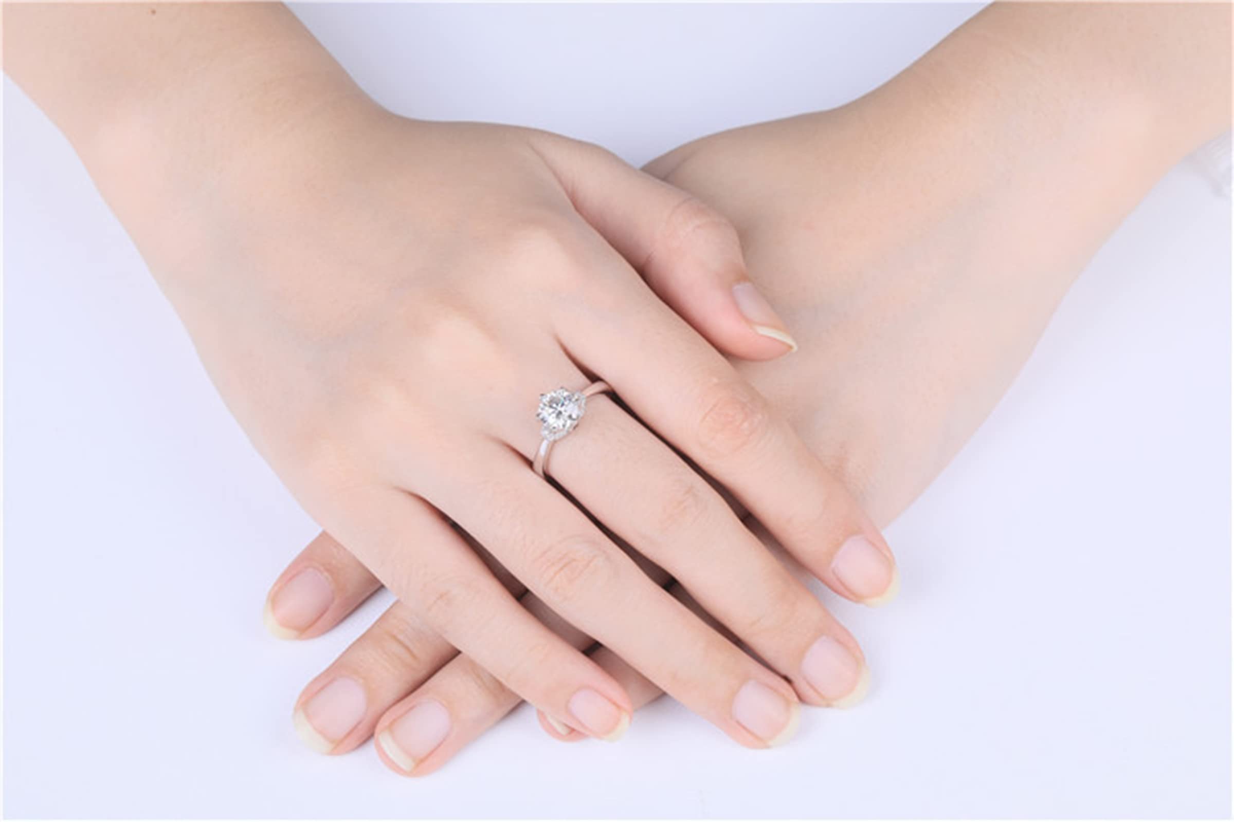 Gualiy Sterling Silver Wedding Rings & Engagement Rings – 6 Prong Crown Design with 1 Carat Moissanite for Women | Perfect for Proposals, Anniversaries & Bridal Jewelry