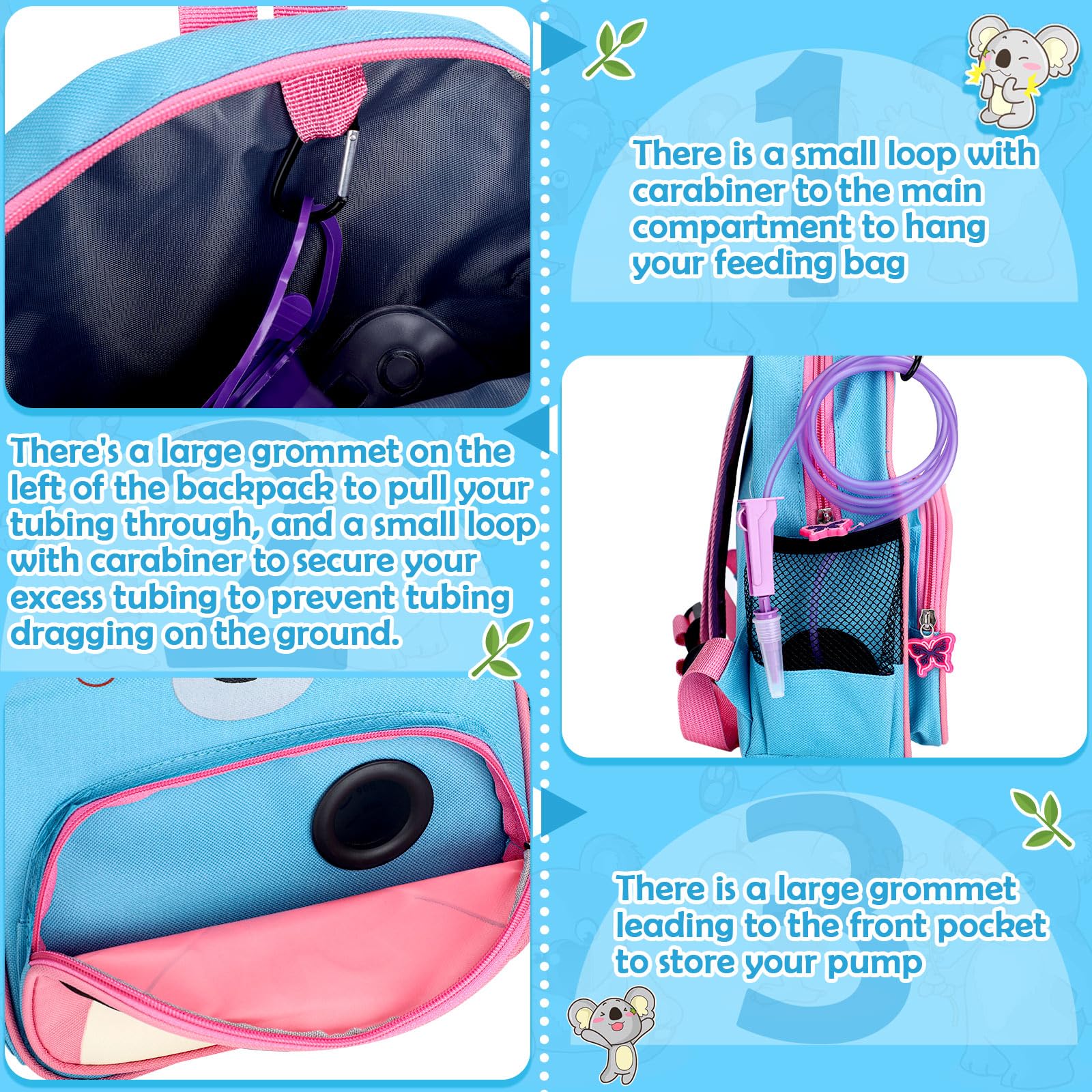 G Tube Backpack for Enteral Feeding Pump - Koala Bag for Active Lifestyles