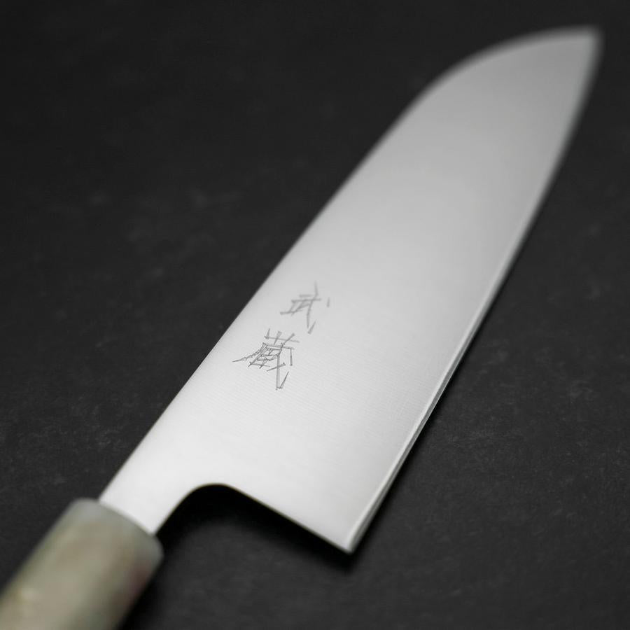 Premium Santoku Knife 165mm - AUS 8 Stainless Steel with Polished Ocean White Handle - Perfect for Sushi, Vegetables & Precision Kitchen Tasks