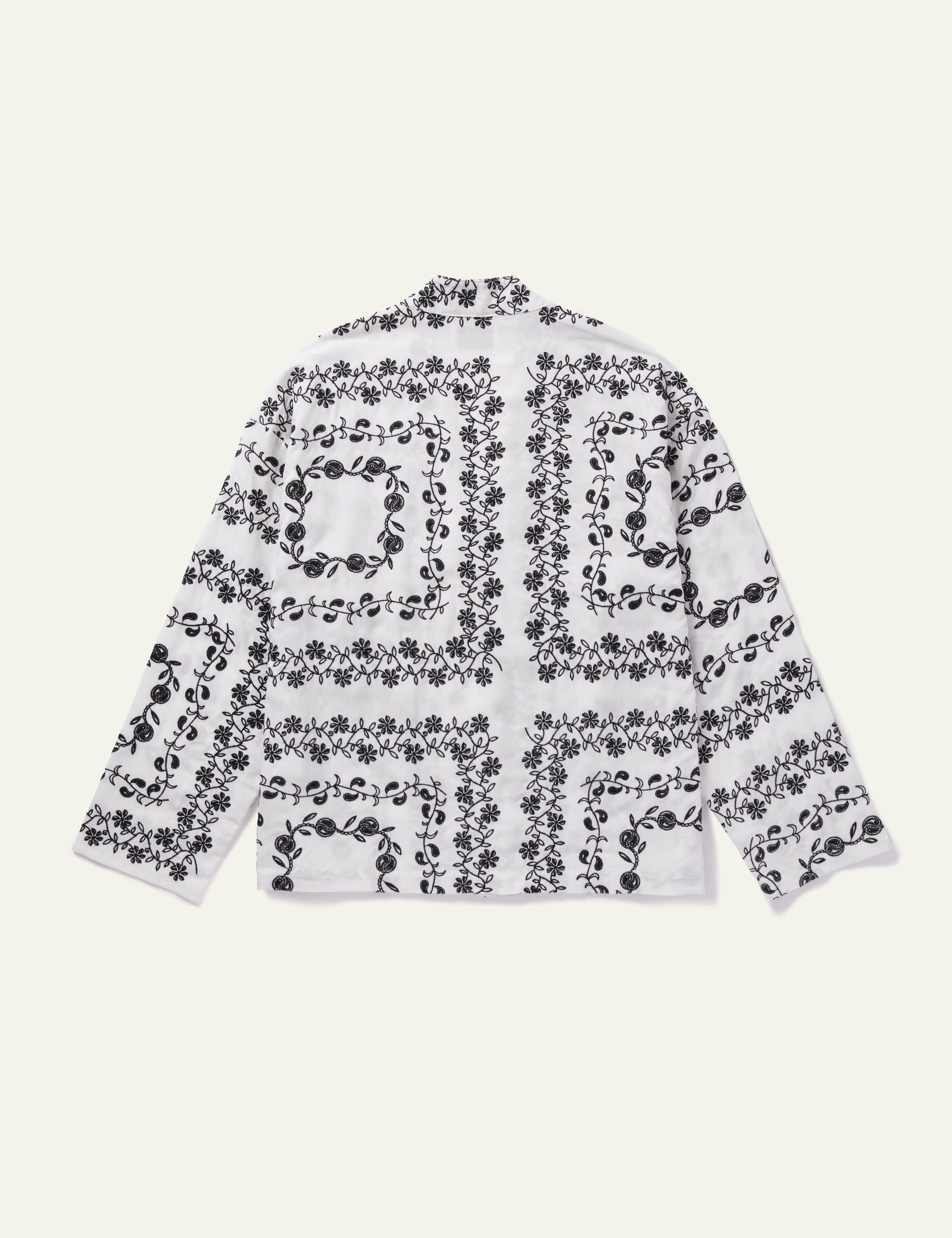 Yin Yang Paisley Long Sleeve Cardigan Sweater for Women - White Boho Chic Open Front Cover Up - Perfect for Yoga, Meditation & Casual Wear
