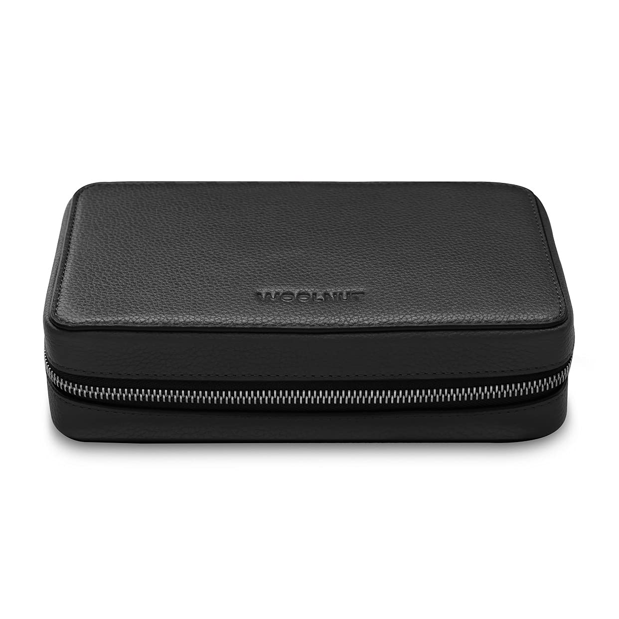 Premium WOOLNUT Genuine Leather Tech Organizer for MacBook, iPad & Accessories - Sleek Black - Perfect for Office, Travel & Daily Organization