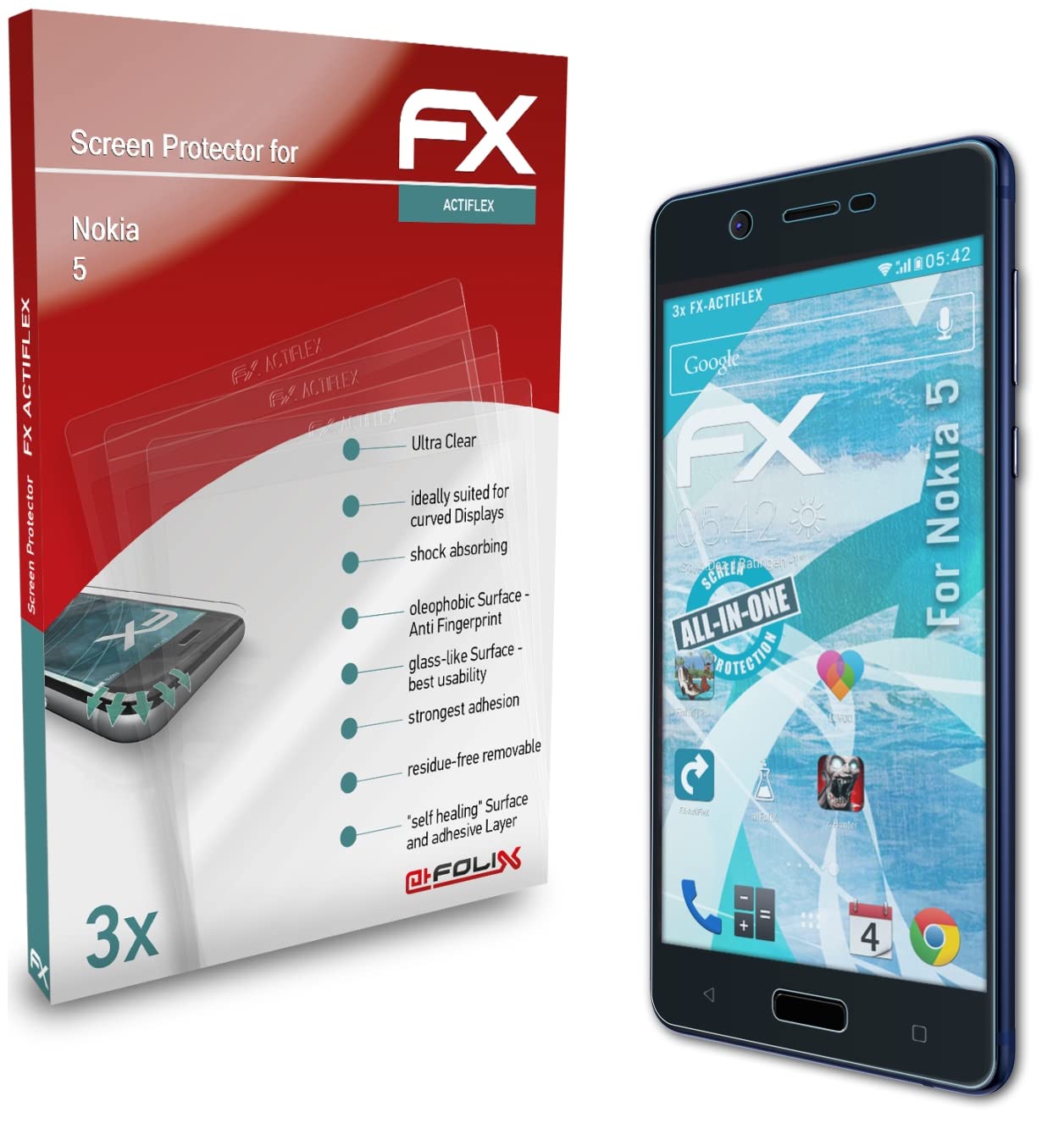 Ultra Clear Flexible Screen Protector for Nokia 5 - 3 Pack HD Anti-Scratch Film with Bubble-Free Installation - Perfect for Daily Use, Travel & Outdoor Activities