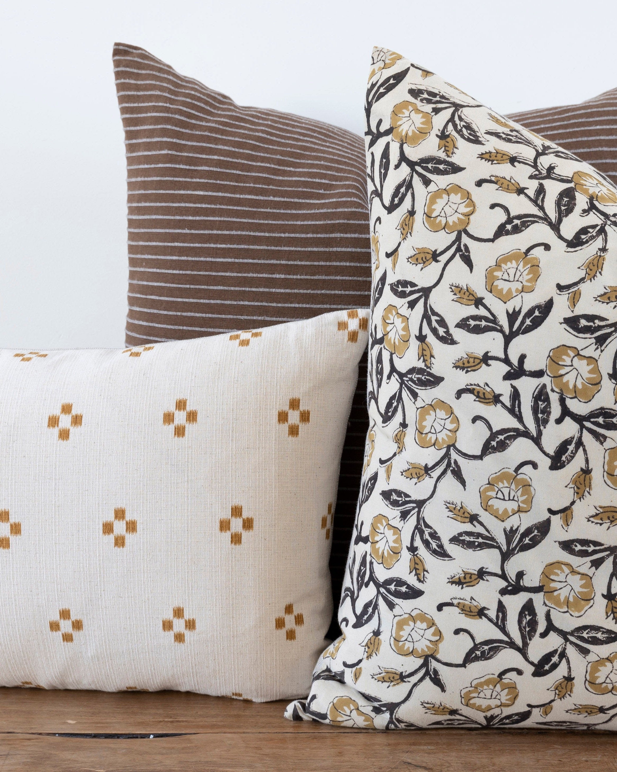Designer Monterey Hazel Mustard Floral Pillow Cover - Bohemian Home Decor for Living Room, Bedroom, Sofa & Couch - Soft Cotton Throw Pillow Case 18x18 Inches