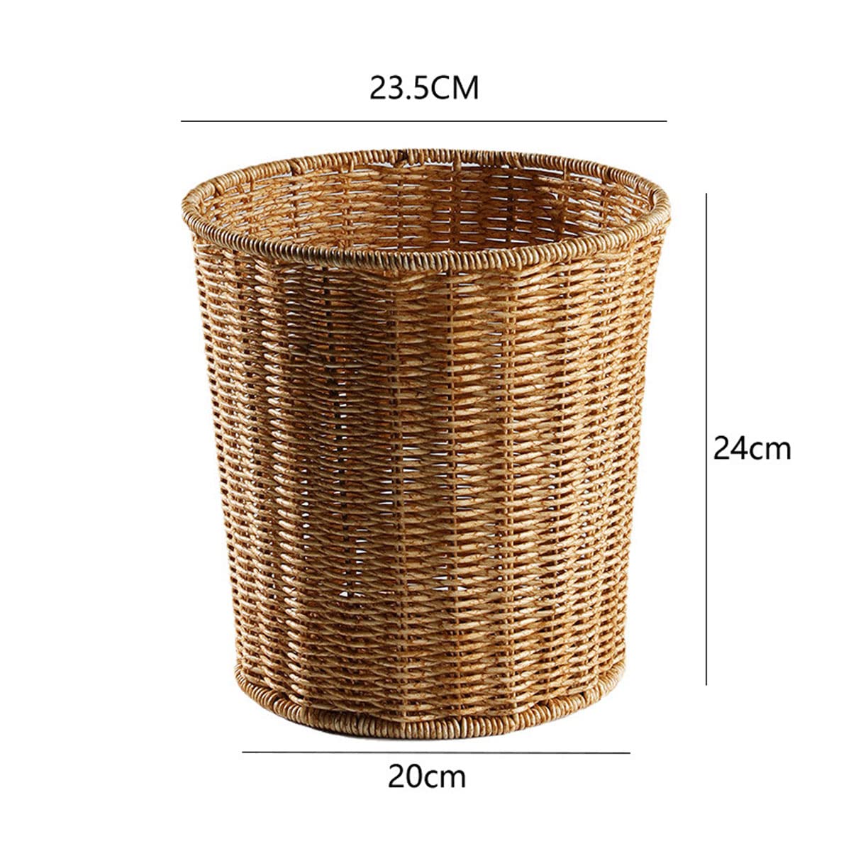 Khaki Round Storage Basket with Lid - Creative Rattan Style Organizer for Home, Office & Bathroom - Multipurpose Storage Bucket for Sundries & Closet Organization (Brown)