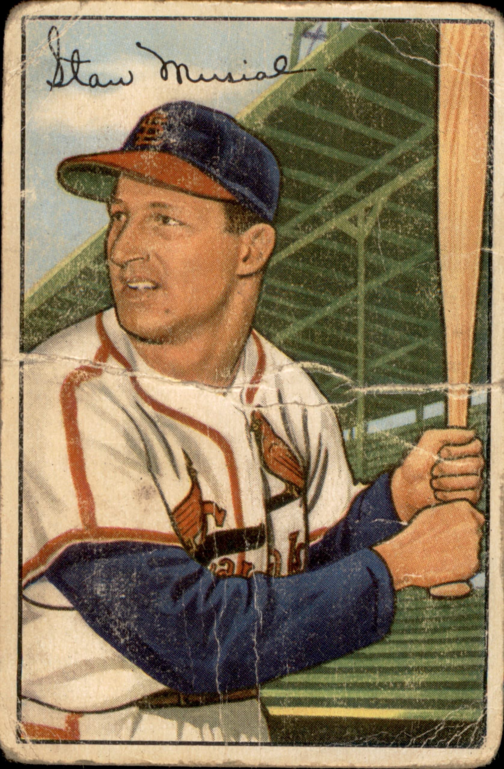 1952 Bowman #196 Stan Musial St. Louis Cardinals Baseball Card - Vintage Collectible Sports Memorabilia for Fans & Collectors - Perfect for Display, Trading, and Investment