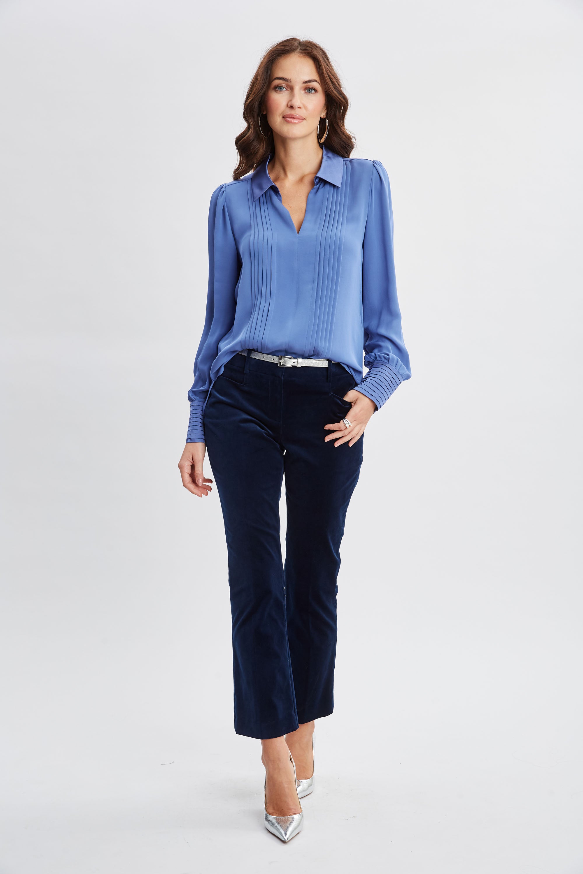 Elegant Silk Pintuck Blouse for Women - Stylish & Comfortable Formal Wear - Perfect for Office, Parties & Special Occasions