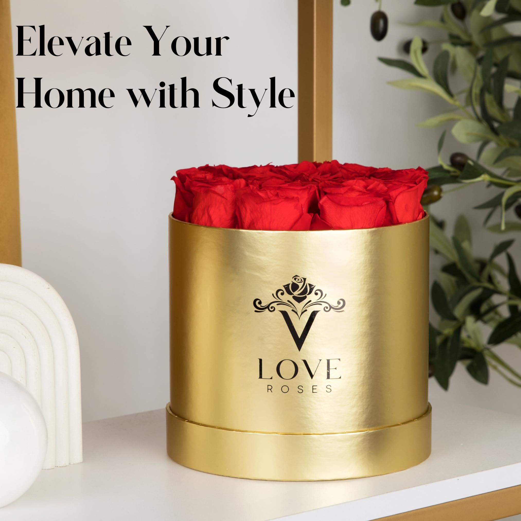VLove® Forever Roses in a Box - Real Preserved Roses That Last 1 Year | Natural Eternal Rose Gift for Her (Red) | Perfect for Anniversaries, Valentine's Day & Romantic Surprises