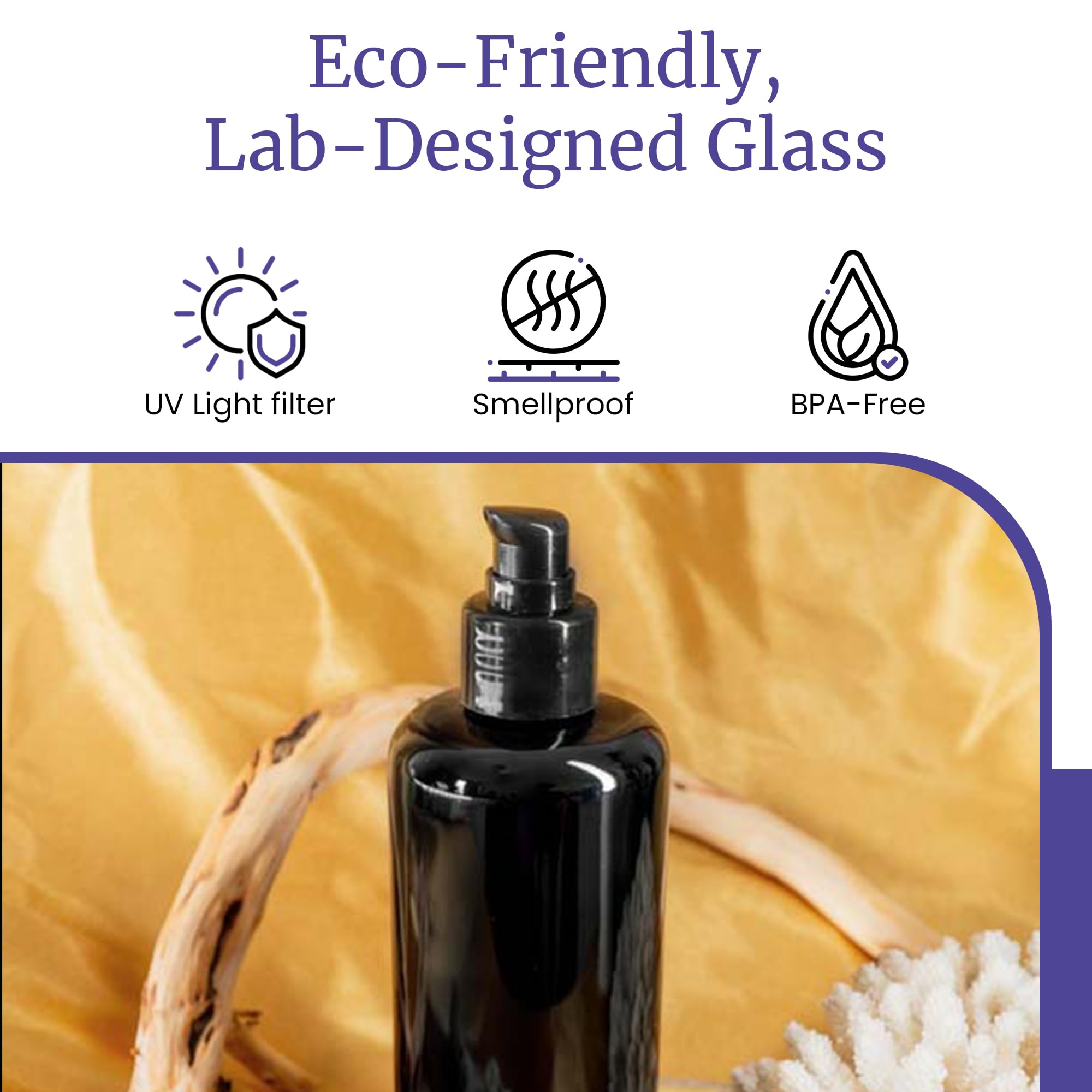 Infinity Jars 10-Pack 200ml (6.8oz) UV Protection Glass Pump Bottles - Refillable Cosmetic Containers for Lotion, Cream, Shampoo & Conditioner | Perfect for DIY Skincare, Makeup & Homemade Beauty Products at Home or Salon