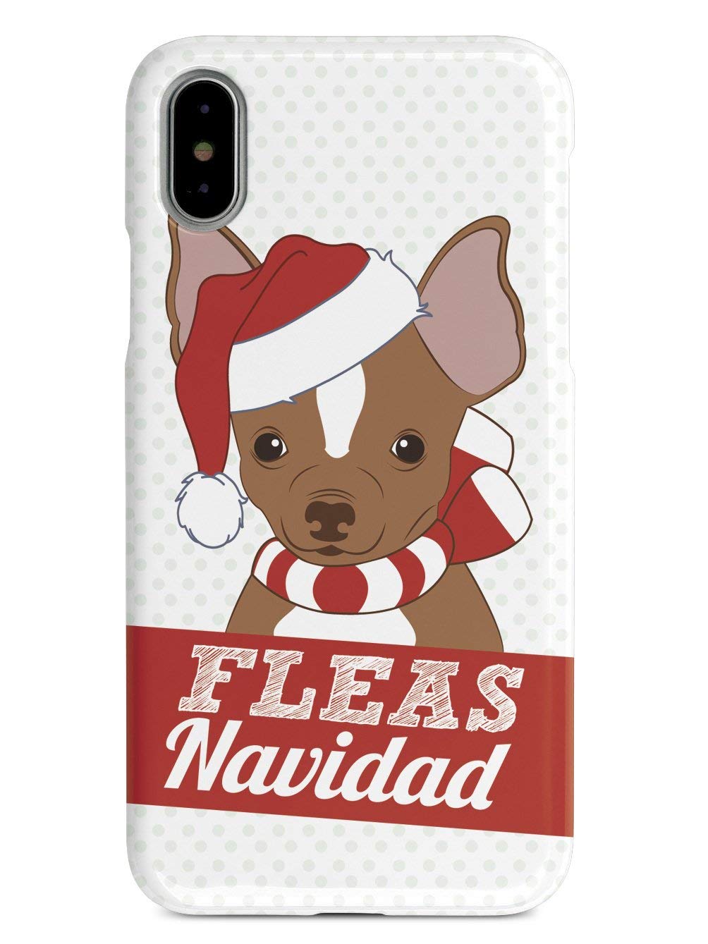 3D Textured Protective Phone Case for Apple iPhone X/Xs - Christmas Chihuahua Design - Fleas Navidas Inspired Cases - Perfect Holiday Gift for Pet Lovers & iPhone Users